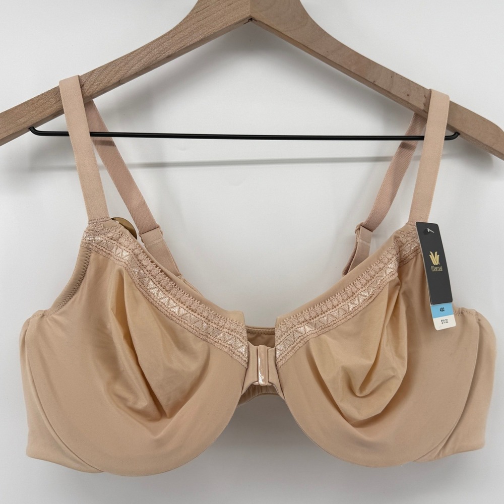 Wacoal 855313 Perfect Primer Front Close Underwire Bra Sand Beige 42C New